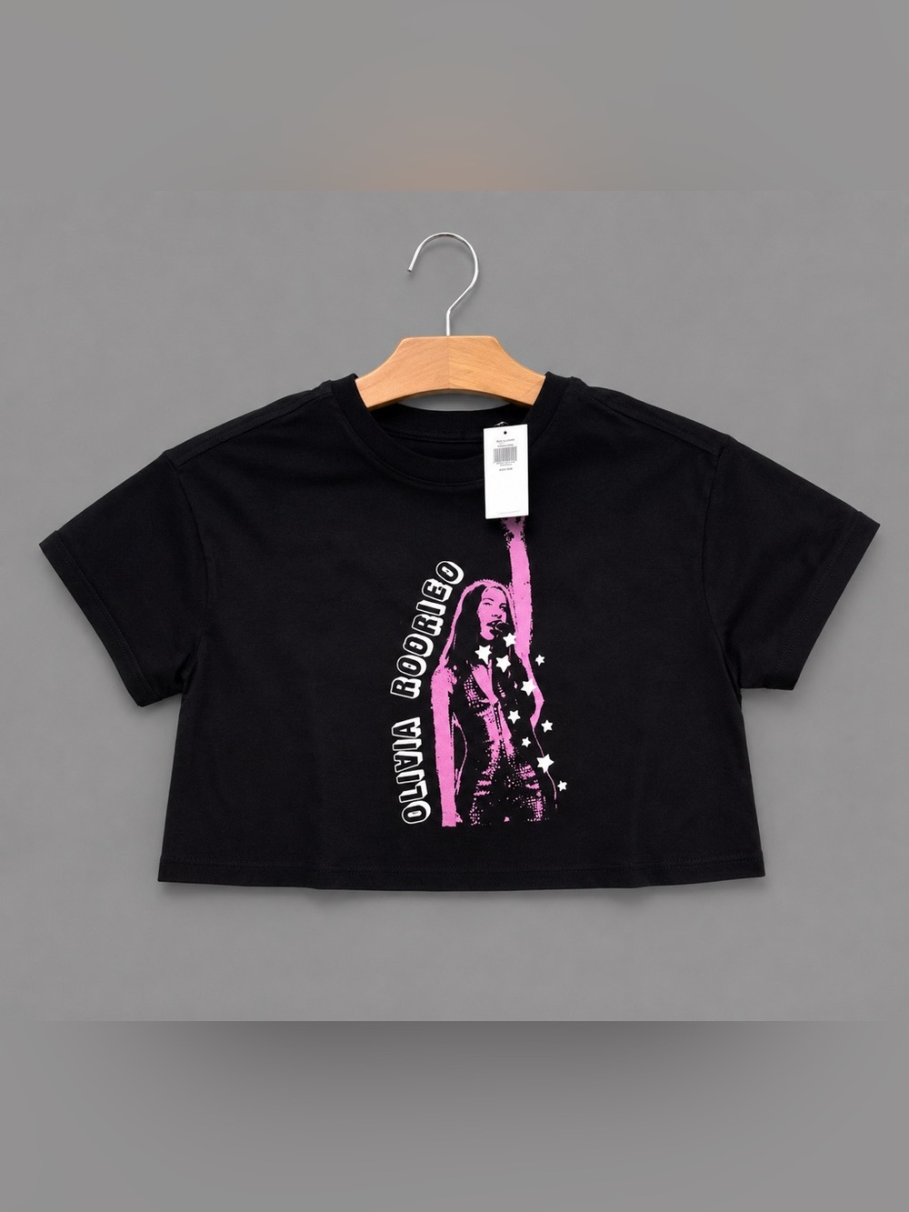 NWT Olivia Rodrigo Black Graphic Crop Tee Girls Size Small (6/7)